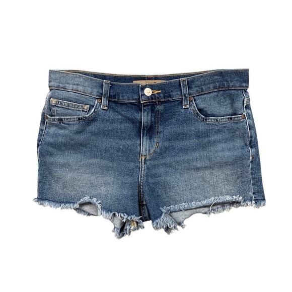 Joes Jeans Shorts Womens 29 Blue Denim Raw Hem Stretch Micro Zip Fly Stretch - Picture 1 of 10